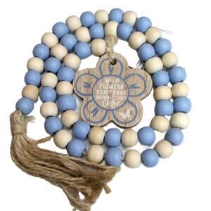 Dolly Parton Wildflower Collection Wood Bead Garland - Blue & Cream Decor